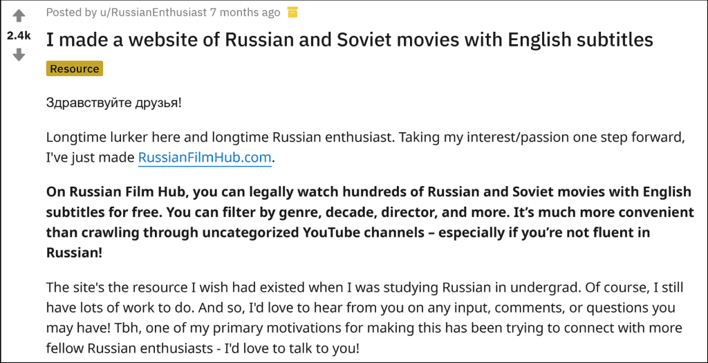 Reddit Russian Subtitles