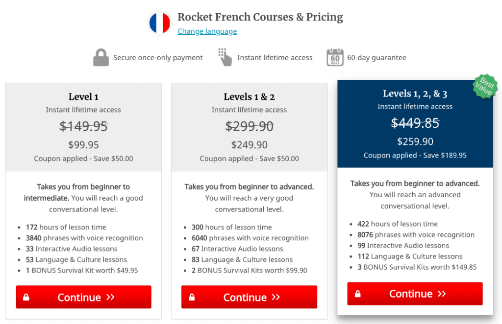 Rocket French Pricing w Coupon